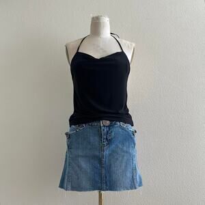 handmade black cowl neck halter top